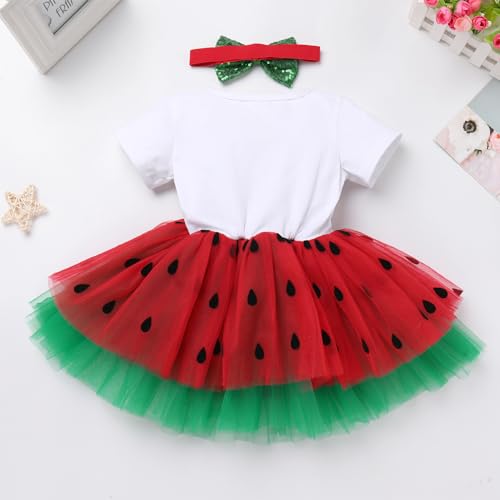 FYMNSI Toddler Baby Girls Watermelon Birthday Dress and Headband 2PCS Princess Short Sleeve Summer Casual Cake Smash Clothes4
