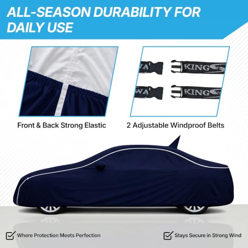 Image of KINGSWAY Super Waterproof Car Cover Only with Maruti Suzuki Ciaz (Year 2018 to 2025 - All Model) | Mirror and Antenna Pockets | All Weather Car Body Cover with Silver Piping | Blue