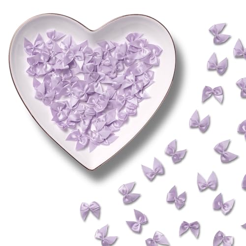 MORSUNBELA Lazos de Regalo, 100 PCS minilazos autoadhesivos para decoración de Lazos, para Manualidades Costura decoración de Bodas Tarjetas Regalo (Morado)