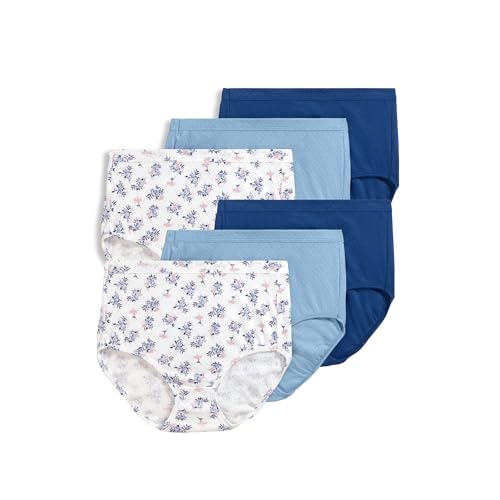 Jockey Women's Underwear Elance Breathe Brief - 6 Pack, Blue Stardust/Stardust Tropic Bouquet/Marina Blue, 7