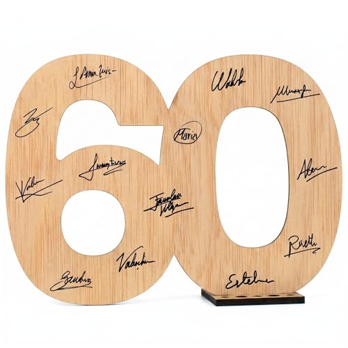 CONTRAXT Cartão de felicitação 60 aniversários. Presente detalhes livro de assinaturas alternaivo decoração original festa 60 anos feliz aniversário homem mulher mãe avó pai avô