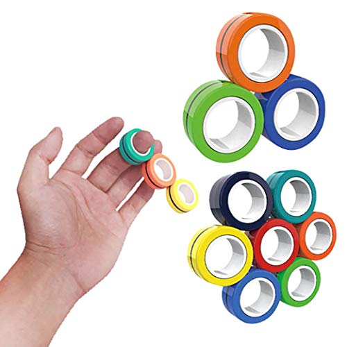 DODO Finger Magnetic Rings,Stress Relief Magical Bracelet Ring Toy Colorful Magic Finger Game Decompression Tools for Adults, Kids, Finger Therapy, Anxiety and Autism (3PCS)