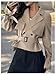 SweatyRocks Women's Long Sleeve Trench Coat Lapel Collar Business Casual Short Jacket Outerwear Khaki Small