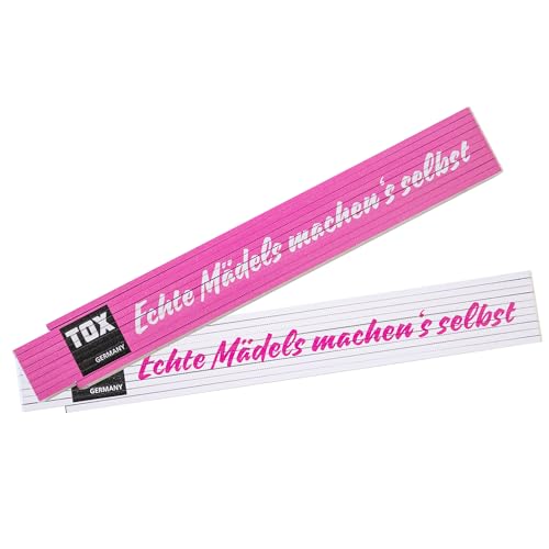 TOX 09969002 Meterstab 2 mtr. pink/weiß, mit Aufdruck Mädels machen´s selber, Gliedermaßstab...