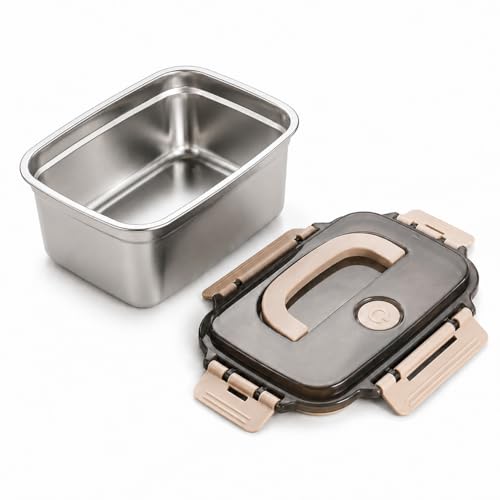 Image of YELONA Stainless Steel Lunch Box 1500ml with Handle, Airtight Leakproof Food Storage Container for Office, Travel, Meal Prep, Curry, Rice, Snacks & Kitchen Use