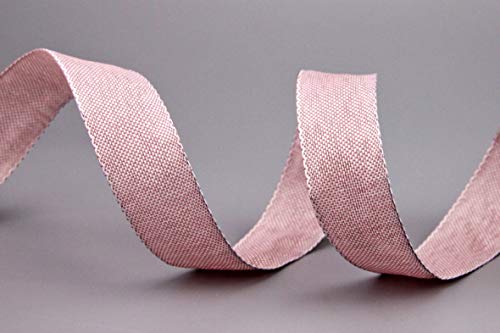 finemark Decorative Ribbon Oliver Dusky Pink (107) 20 m x 25 mm (Roll) Fabric Ribbon with Wire Edges Slightly Shiny Linen Look Taffeta Ribbon Coarse Woven Gift Ribbon Elegant Decoration Christmas Prem - Image 2