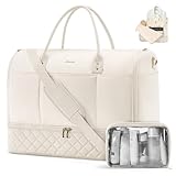 LOVEVOOK Kleidersack Reisetasche Damen 2 in 1, Umwandelbare Weekender groß mit Schuhfach, Anzugtasche aufklappbar, wasserdichte Handgepäck Tasche, Garment Bag für Business Reise Anzug, Beige