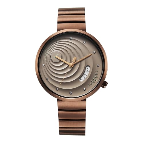 Fastrack Groove Quartz Analog Beige Dial Stainless Steel Strap Watch for Women