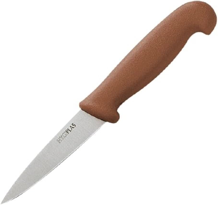 Hygiplas Cooking Knife Brown 8.3cm - Designed for Cutting Fruits and Vegetables, Stainless Steel Blade C840