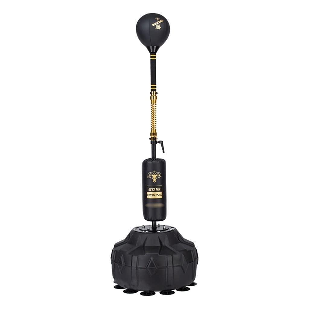 Cobra Bag - Saco de Boxeo Fitness de Reflejo - Pelota de Velocidad de Alto Rebote, Altura Ajustable 145-180cm Saco de Arena (50 * 50 * 150-180cm, Negro+Dorado)