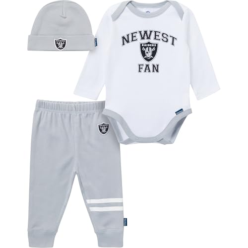 Image of Gerber NFL baby-boys 3-piece Onesie Bodysuit, Active Pant and Cap Set