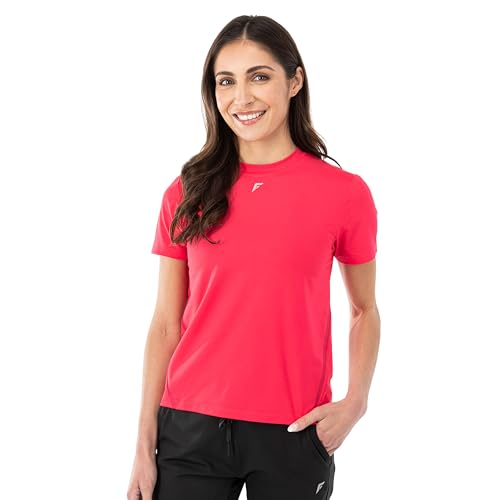 Franklin Sports Camiseta de manga corta para mujer, para correr, yoga, gimnasio y estilo de vida, Rosado, S
