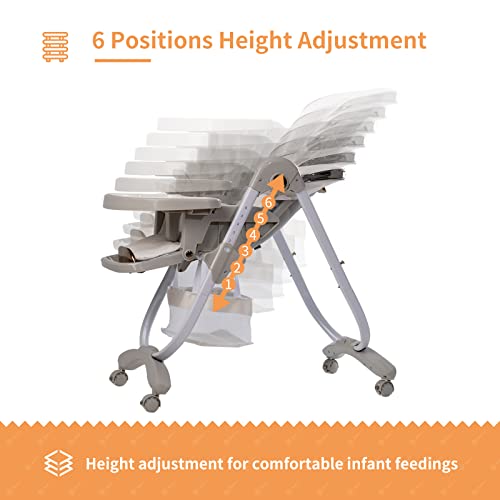 High Chairs For Babies And Toddlers, 8 In 1 Baby High Chair Clearance With Adjustable Seat Back Detachable Seat Cushion And Double Removable Tray, Portable Baby Booster Seat With Wheels (White) #TOP7