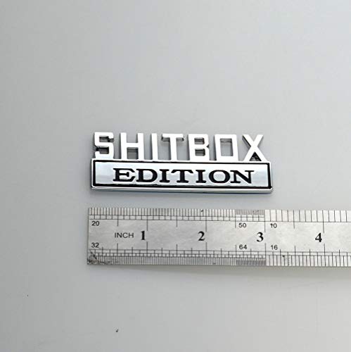 Image of 1x SHITBOX EDITION emblem 3D Fender Badge Decal Car Truck Replacement for Chevy Silverado 1500 2500 Chevrolet C10 C15 (Chrome Black)