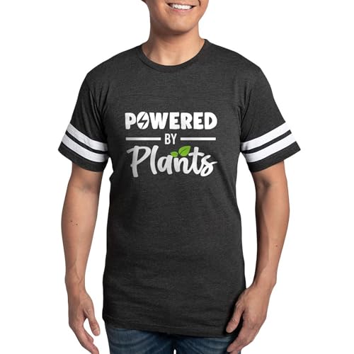 CafePress Powerd by Plants Vegan Vegetarian Veganism T Shirt Men's Football T-Shirt Smoke Gray