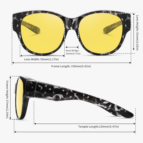 Image of GEGURI Polarized Sunglasses Fit Over Glasses for Men Women, Oversized Square Sun Glasses UV400 Protection Shades
