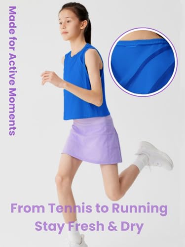 WELAKEN Girls' Athletic Tank Top – Mesh Open Back Sleeveless Sports Shirt for Active Kids2