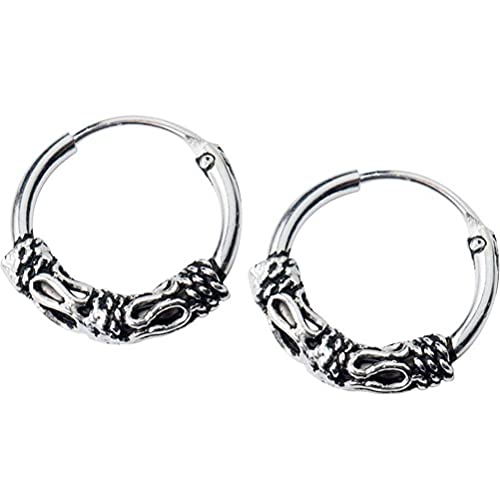 S925 White Fungus Buckle, Retro Thai Pattern Small Earring, Ethnic Style Ear Bone Nail Jewelry Pair of S925