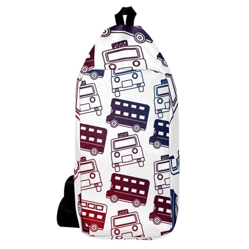 Sac à dos à bandoulière rouge bus et taxi pour homme et femme 16x36cm