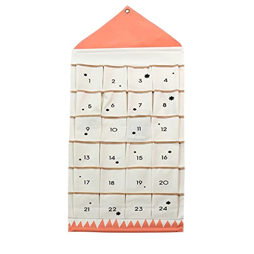 Calendrier de l'Avent multifonction avec poches - 24 grilles - Sac de rangement à suspendre - Pour la maison, le salon, la chambre à coucher - Sac de tri divers. (rose) Cover