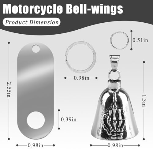 Image of vvag Motorcycle Bell Durable Guardian Angel Bell Hanger Biker Bell with Keychain Ring Motorcycle Accessories for Women