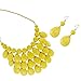 Qlavoca Teardrop Floating Statement Necklace Earrings Bubble Layer Chucky Rib Collar Necklace Resin Boho Wowmen Charm Fashion Jewerly Accessories Necklace Earring Set (Yellow)
