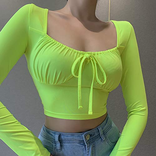 Buy Abardsion Square Neck Long Sleeve Cute Crop Top Shirts for Women