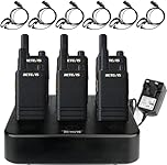 Retevis RT622P Walkie Talkies for Adults, Rechargeable 2 Way Radio with Earpiece, 1620mAh, USB-C, 15mm, VOX, PMR446 2 Way Radios with 6 Way Charger for Retail, Hotel, Restaurant (6 Pack, Black)