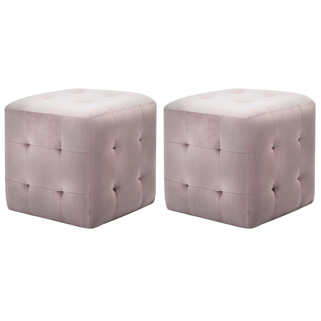 Pufa 2 szt. różowa 30 x 30 x 30 cm aksamitna tkanina, taboret, otomana, podnóżek, poduszka do siedzenia, siedzisko do salonu, sypialni i korytarza