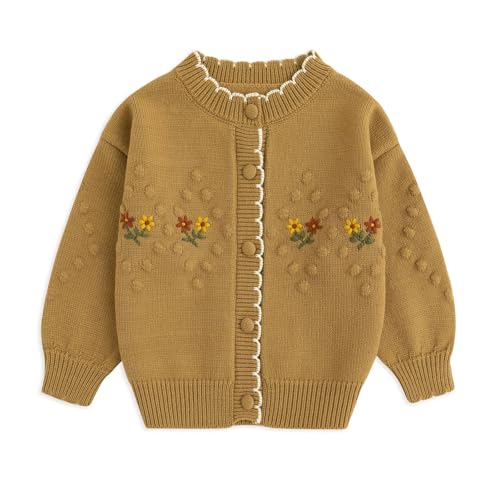 Image of Simplee kids Baby Sweater Toddler Girls Cardigan Sweater Embroidered Strawberry Knit Sweater