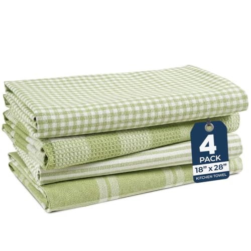 Image of LANE LINEN Cotton Dish Towels for Kitchen Quick Drying, Durable 4 Pack