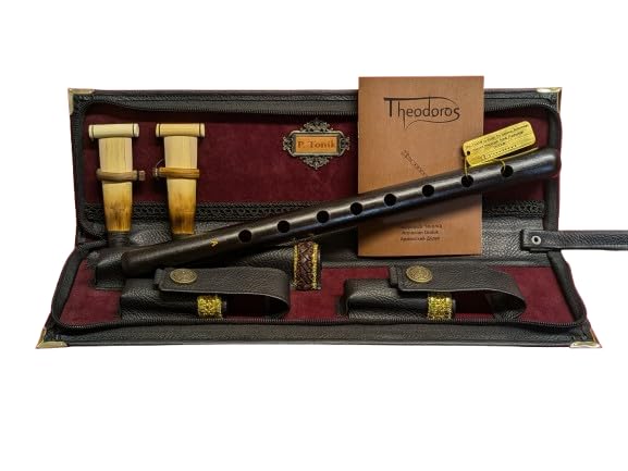 Armenian Duduk Official P. Tonik, Professional Concert Quality Musical Instrument, Handmade from Armenian Apricot Wood, 2 Professional Reeds, Genuine Leather Case, Made in Armenia (Black Leather Case)