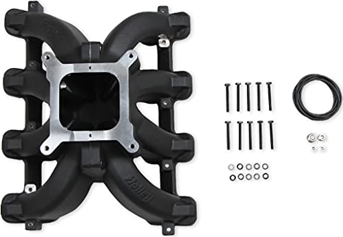 New Holley Single Plane Split-Design Race Intake Manifold,Black Cast,Cаthedral Port Cylinder Heads,Compatible With Gм Ls1,Ls2,Ls6 Engines #TOP6