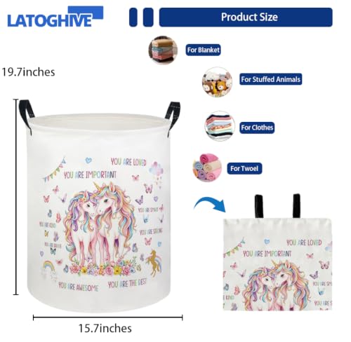 Image of Baby Laundry Hamper kids laundry Basket Waterproof Laundry Bag for Bedroom Clothes Organizer Room Decor(Butterfly Unicorn)