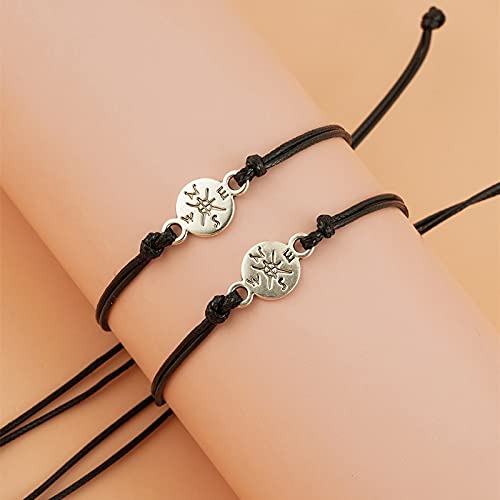 Graduation Gifts Compass Heart Star Friendship Bracelet Class of 2021 College Graduation Presents for Classmates Bestie Sister bro - Going Places: Compass 2pcs - Image 3