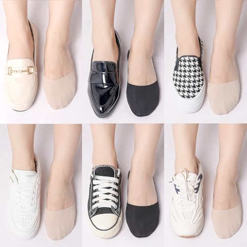 Image of No Show Socks for Women, Non Slip Nylon Thin Footies Invisible Silky Low Liner Socks for Loafers Flats 6 Pairs