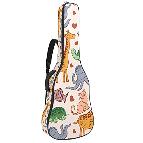 Housse guitare classique étanche motif animaux pour cours et trajets