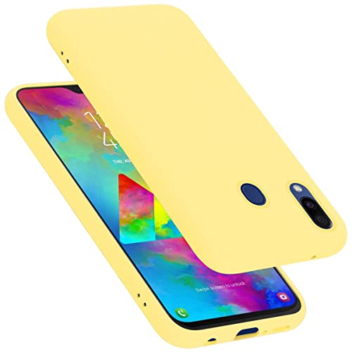 Cadorabo Funda de Silicona Compatible con Samsung Galaxy M20, Funda Protectora de Cuerpo Completo para Galaxy M20- Resistente a arañazos y Golpes Fina Funda de TPU - Liquid Amarillo