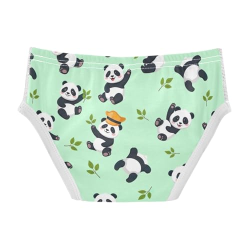 CHIFIGNO Boys Underwear Cotton Briefs Soft Printed Kids Boys Briefs Underwear, Cute Cartoon Pandas Green2