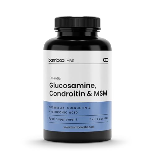 Bamboo Labs   Glucosamina con Condroitina, MSM, Boswellia, Harpagofito y Vitamina C, 120 Cápsulas, Antiinflamatorio Natural para el Dolor en las Articulaciones