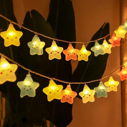 Image of Xenith 14 LED Smiling Cute Star Serial String Fairy Light Baby Night Light Cloud Light Cute Kids Night Lights for Decor Christmas Light Diwali Lighting for Home Decoration (Multicolor, 3.5 Meter)