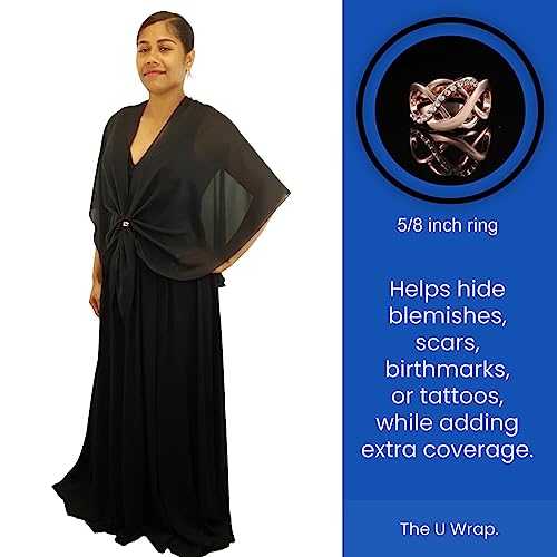 Womens Shawl Wrap for Evening Dress Sheer Chiffon Cape with Rose Gold Ring Set3