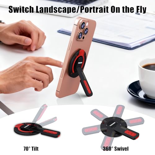 Image of 3-in-1 Magnetic Phone Grip Stand with 360 Roration Angle Adjustment, Silicone Finger Ring & Fidget Toy Design, Gym Dual-Sided Magnetic Phone Kickstand for All Phones