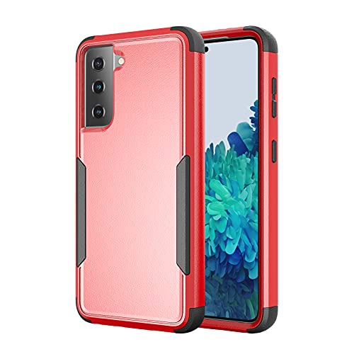 Unitedtime Cover for Galaxy S21 Case, Drop Protection Full Body Rugged Shockproof/Dust Proof 3-Layer Military Protective Tough Durable Phone Cover Heavy Duty for Samsung Galaxy S21 (Red/Black)