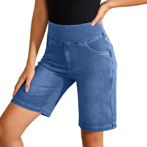 Short skinny en jean pour femme à taille haute et poches