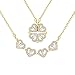jagosen Collier Femme Collier Pendentif Amovible Trèfle À Quatre Feuilles Collier Coeur Colier Ras De Cou Femme Meilleurs Cadeaux pour Les Filles De La Saint-Valentin (Or)