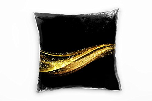Paul Sinus Art Abstrakt, Welle, Glitzer, Gold, schwarz Deko Kissen 40x40cm für Couch Sofa Lounge Zierkissen - Dekoration zum Wohlfühlen Paul Sinus Art Abstrakt, Welle, Glitzer, Gold, schwarz Deko Kissen 40x40cm für Couch Sofa Lounge Zierkissen - Dekoration zum Wohlfühlen