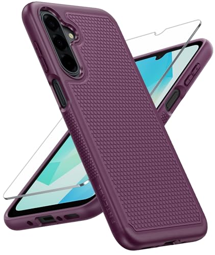Image of FNTCASE for Galaxy A17 /A16 5G Phone Case - Samsung A17 Military Grade Drop Protection, 14ft Drop Tested, Screen Protector Included, Anti-Slip Textured, TPU+PC Dual Layer Shockproof Cover (Burgundy)