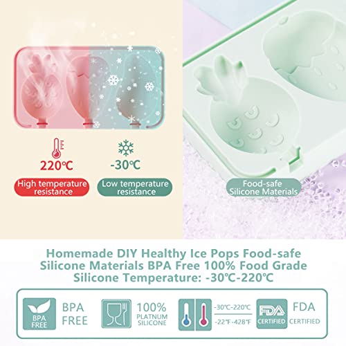 Eisformen Eis am Stiel Kinder,Silikon Eis am Stie Formen,Eis Pop Form,Hausgemachte gefrorene Baby Eis am Stiel Formen für Kinder,Eis am Stiel Formen Silikon Bpa frei,Eis am Stiel (Blaues Nilpferd) – Bild 6