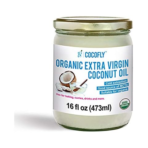 Cocofly Organic Extra Virgin Coconut Oil, Raw Coconut Oil For Skin, Hair and Cooking, Pure Coconut Oil (Aceite de coco) Unrefined with MCTs 16 Fl.oz Cover